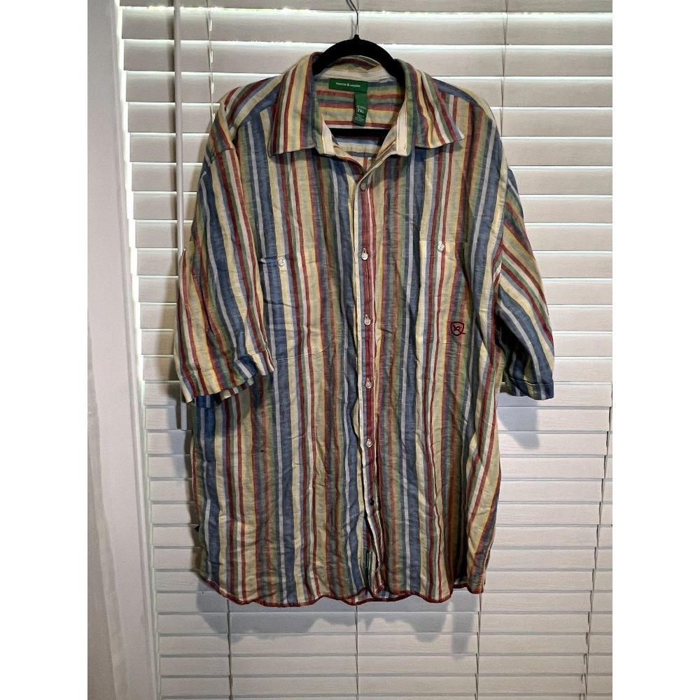 Roca Wear Linen Blend Short Sleeve Button Up Shirt‎ - Size 2XL